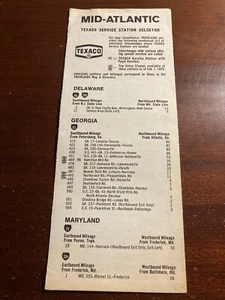 Folleto vintage selector de estaciones de servicio Mid-Atlantic Texaco - Imagen 1 de 2