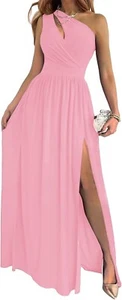 LYANER Women's One Shoulder High Split Cutout Sleeveless Elegant Sexy Cocktail S - Picture 1 of 6