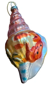 De Colección Cangrejo Concha Marina Adorno de Navidad Vidrio Soplado Palmeras en la Playa Brillo - Imagen 1 de 11