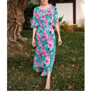 Anthropologie Leifnotes Green Floral Midi Dress - Picture 1 of 8