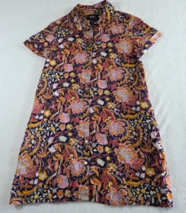 NWOT Tahari Floral Dress with Pockets Open Front 100% Linen European FLAX Size M - Picture 1 of 13
