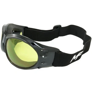VULCAN PADDED SHATTERPROOF ANTIFOG MOTORCYCLE GOGGLES BLACK FRAMES YELLOW LENS - Picture 1 of 7