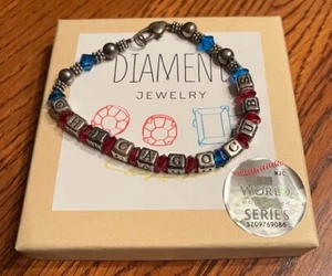 Chicago Cubs Diament Bead Bracelet - Picture 1 of 4