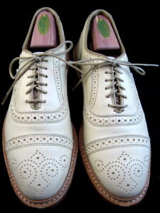 Allen Edmonds "STRANDMOK"  Cap-Toe Oxfords 6.5 E Bone DAINITE Discontinued (879)