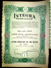 Integra s.a. Aktienzertifikat 1949 Belgien  