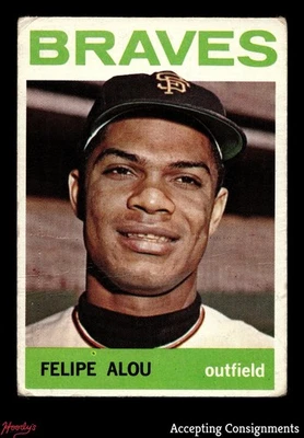1964 Topps #65 Felipe Alou Braves baja calidad (arruga) Foto 1 de 2