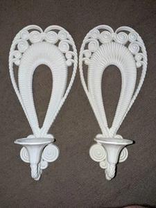 2 Apliques de Pared Vela Homeco Look Mimbre Blanco 1980 Buen Estado - Imagen 1 de 5