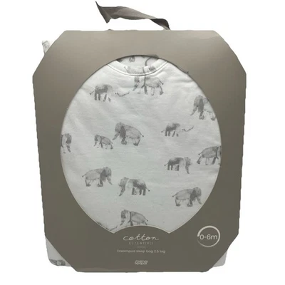 Mamas & Papas Dreampod Sleep Bag 2.5 Tog 0–6m Grey Elephant Print Cotton - Image 1 of 4