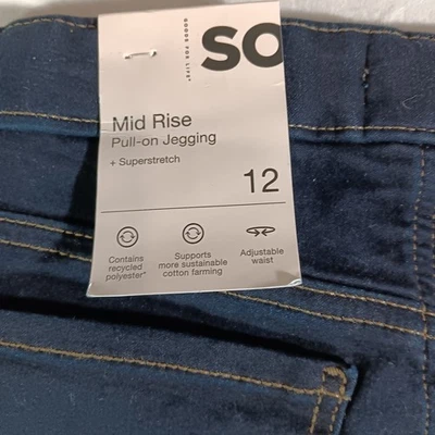 Pantalones de mezclilla azules de tiro alto talla 12 SO para niñas Foto 1 de 4