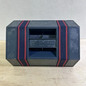 Vintage Rolykit Storage Box Blue Red Striped Roll Up Portable Storage Tackle - Picture 1 of 15