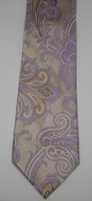 BLACK BROWN 1826 GRAY w/ BLUE & TAN PAISLEY WOVEN 100% SILK NECK TIE 61 1/2" - Image 1 of 4