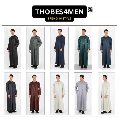 THOBES4MEN Thobes Mens Jalabiya Emirati Omani Muslim Eid Ramadan Islamic Polyester Jubbah