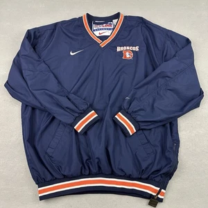 Chaqueta cortavientos vintage de los Denver Broncos para hombre XL azul Nike Pro Line NFL cremallera lateral - Imagen 1 de 9