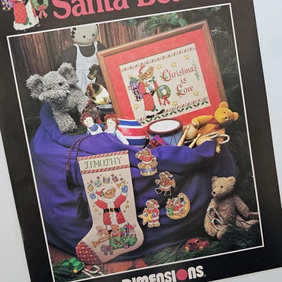 Винтажные размеры Санта медведи рождественские чулки крестиком узор #231 - Изображение 1 из 4