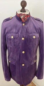 DEVIL'S ADVOCATE Jacket Purple & Gold Velvet Military 60’s Beatles Band Mod 44” - Picture 1 of 14