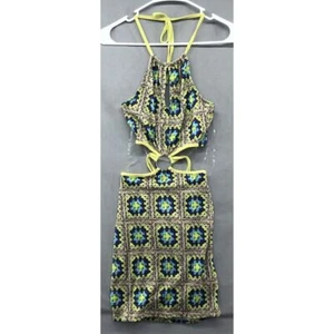 Rue21 Dress Yellow Tan Purple Halter Knit Knee Length Size XS Women Summer - Bild 1 von 13