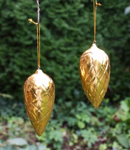 10er Set Zapfen Holz Weihnachtszapfen Weihnachten Deko Holzzapfen gold Christbau - Bild 1 von 4