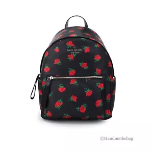 Kate Spade Medium Rose Toss Print Nylon Dome Shoulder Backpack - Picture 1 of 7