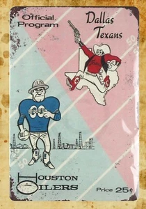 program Dallas Texans Houston Oilers tin metal sign material - Picture 1 of 4