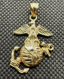 14k Gold Marine Logo Military Yellow Gold Men or Women - Picture 1 of 6