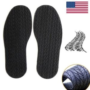 1Pair Black Rubber Stick on Soles Anti-Slip Grip Flat Shoe Repair No Adhesive US - Picture 1 of 5