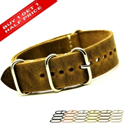 Cinturino per orologio in pelle artigianale,NATO strap fits Omega,18/20/22/24/26 - Immagine 1 di 4