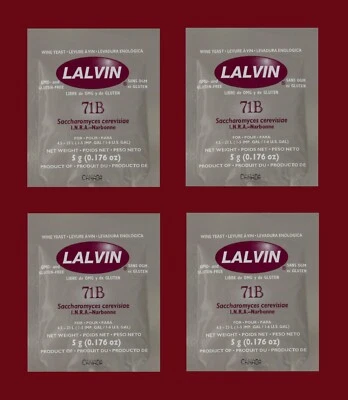 WINE YEAST 4 PK LALVIN 71B (1122) FOR JUICE CONCENTRATES FRUITY REDS WHITES MEAD - Image 1 of 4