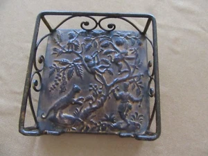 Napkin Holder Metal embossed monkey pattern on base, distressed  finish - Picture 1 of 4
