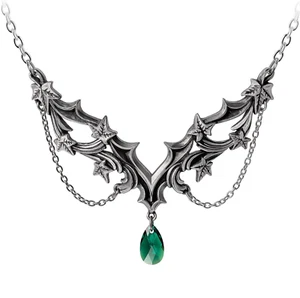 Alchemy Gothic Ivy Leaf Churchyard Pendant Green Crystal Dropper Necklace P976 - Picture 1 of 2