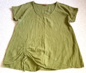 Womens Top-OH MY GAUZE!-green  'Ana Blouse' adjustable ruch pullover-1 (S/M) - Picture 1 of 5