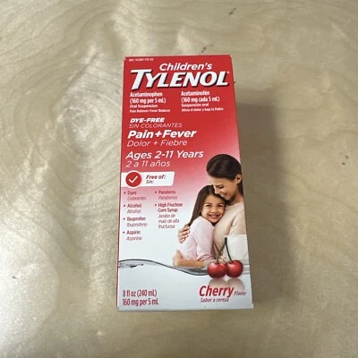 Children's Tylenol Pain + Fever Dye Free 2-11 yr Cherry Flavored 4 oz Exp 2026 - Image 1 of 4