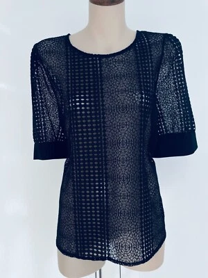 VERO MODA ‘Karin’ Black Lace Short Sleeve Top Size XL / 16 BRAND NEW WITH TAGS - Image 1 of 4