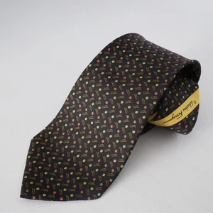 SALVATORE FERRAGAMO Mens Ladybug Bugs Monogram Multicolor Silk Tie Made in ITALY - Picture 1 of 7