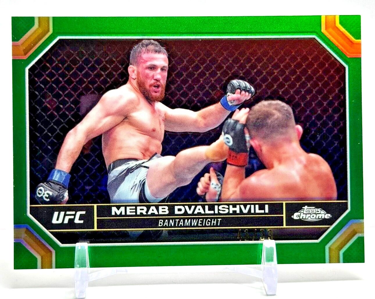 2024 Topps Chrome UFC Green Parallel #'d /99 Merab Dvalishvili No. 135