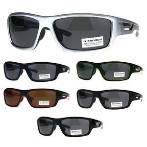Polarized Antiglare Rectangular Warp Around Mens Sport Sunglasses - Picture 1 of 8