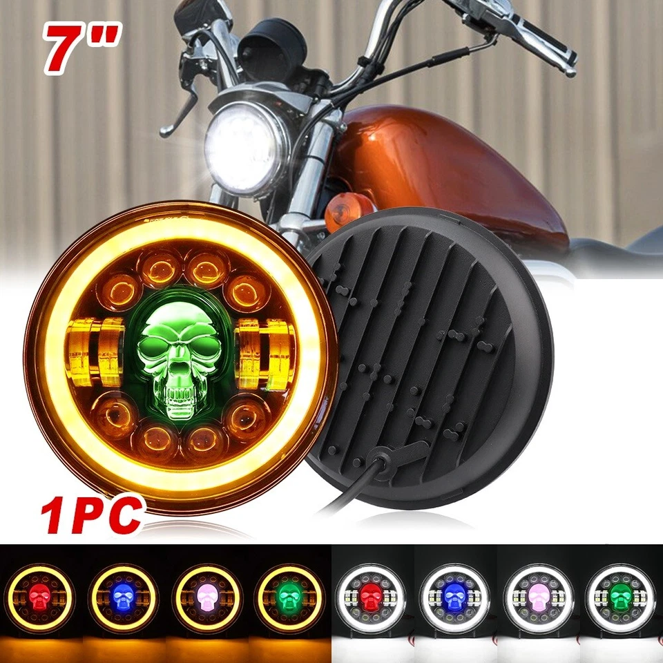 Para Shadow VT VT1100 VT750 VT600 VF750 7" RGB LED Faro Giratorio Luz DRL Foto 1 de 4