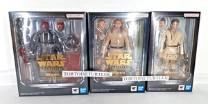 S.H.Figuarts Qui-Gon Jinn Obi Wan Kenobi Darth Maul Set STAR WARS Phantom Menace - Picture 1 of 24