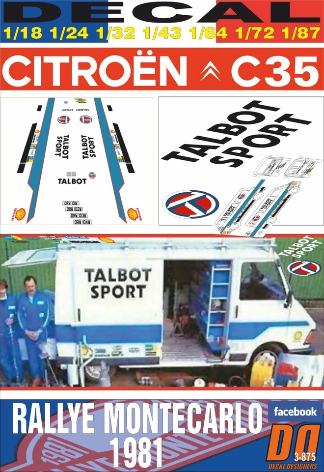 DECAL CITROEN C35 ASISTENCIA TALBOT SPORT MONTECARLO 1981 (4 PLATES) (09) - Image 1 of 1