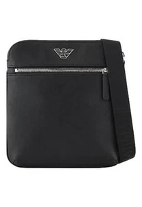 NWT EMPORIO ARMANI SMALL BLACK FAUX LEATHER MESSENGER BAG Y4M185 Y138E - Picture 1 of 5