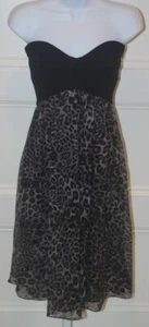 Mini Vestido DIANE VON FURSTENBERG Negro Gris Estampado Leopardo Seda Sin tirantes Talla-8 - Imagen 1 de 5