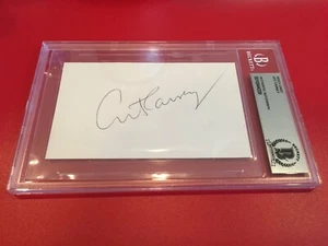 Art Carney Oscar Award Winner Index Card Signed Auto Beckett BAS ENCAPSULATED - Picture 1 of 2