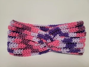 Handmade Twisted Crochet Earwarmer Headband Pink Purple Medium/Large - Bild 1 von 4