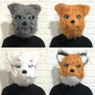 Cartoon Animal Wolf Fox Head Mask Headgear Movable Mouth Cosplay Costumes Props - Image 1 of 4