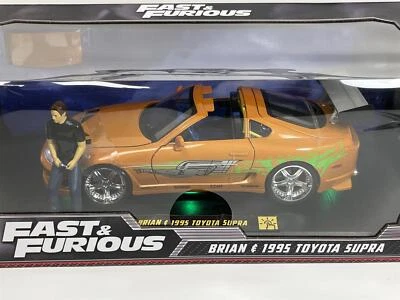 Fast and Furious 1995 Toyota Supra Lights Up Brian Figure 1:18 Jada 31139 - Image 1 of 4