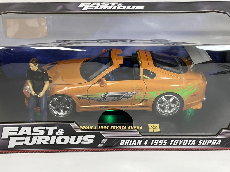 Fast and Furious 1995 Toyota Supra Lights Up Brian Figure 1:18 Jada 31139 - Image 1 of 4
