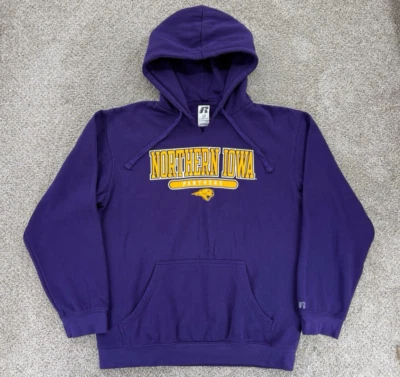 University Of Northern Iowa Hoodie Mens Large Purple Panthers Russell Sweatshirt - Image 1 of 4