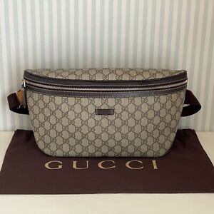 GUCCI old Waist Body Bag Purse GG PVC Leather 211110 Brown Authentic