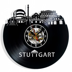 Reloj de pared de vinilo Stuttgart regalo cumpleaños vacaciones arte hogar habitación decoración diseño - Imagen 1 de 5