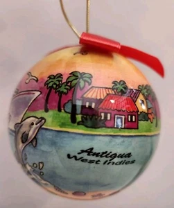 Antiguo adorno coleccionable de las Indias Occidentales A Gift Corp de delfines barcos palmeras - Imagen 1 de 6