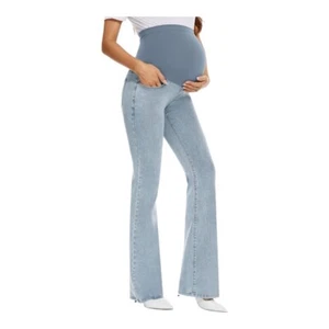 Maternity Stretch Bootcut Blue Jeans With Pockets Size M - Picture 1 of 4